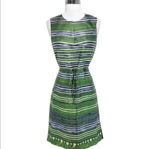 BOSS Hugo Boss Green Silk Geometric Dress – US 10 – Paris Runway 2012